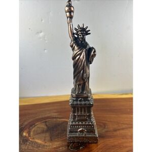 Vintage Statue of Liberty Bronze Monument Figurine 9.25" ObservationAreaPedestal